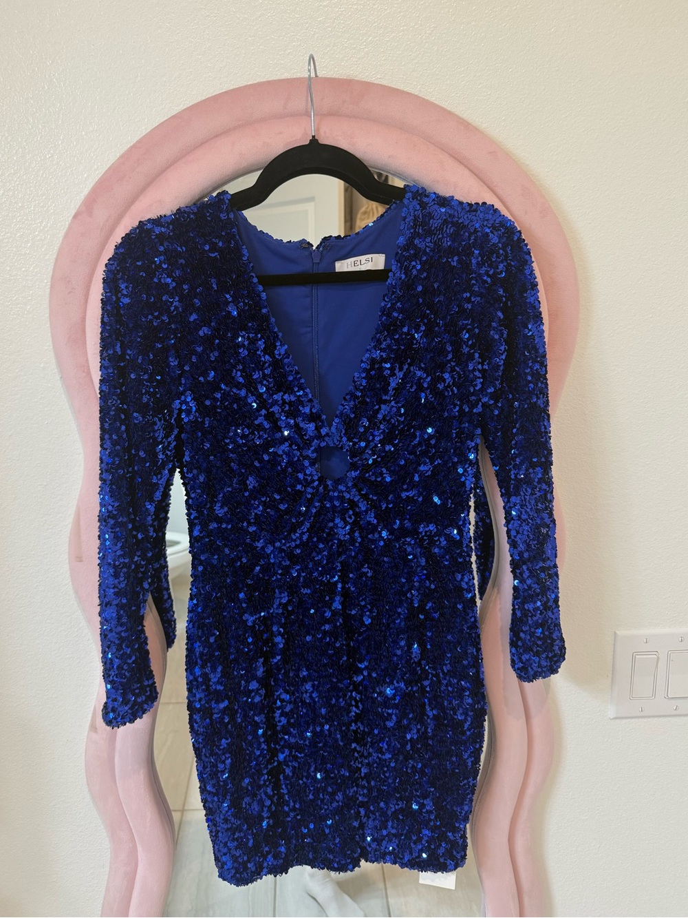 Helsi Royal Blue Sequin V‑Neck Mini Dress